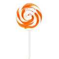 Orange and White Whirly Pop with a custom full color label
